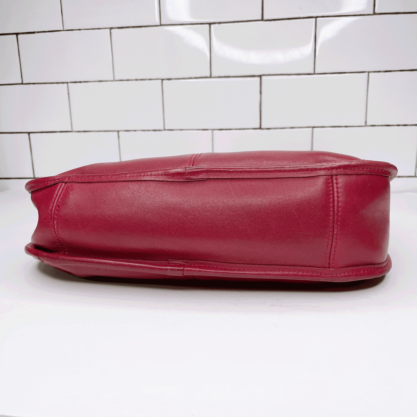 vintage coach red ergo leather shoulder bag