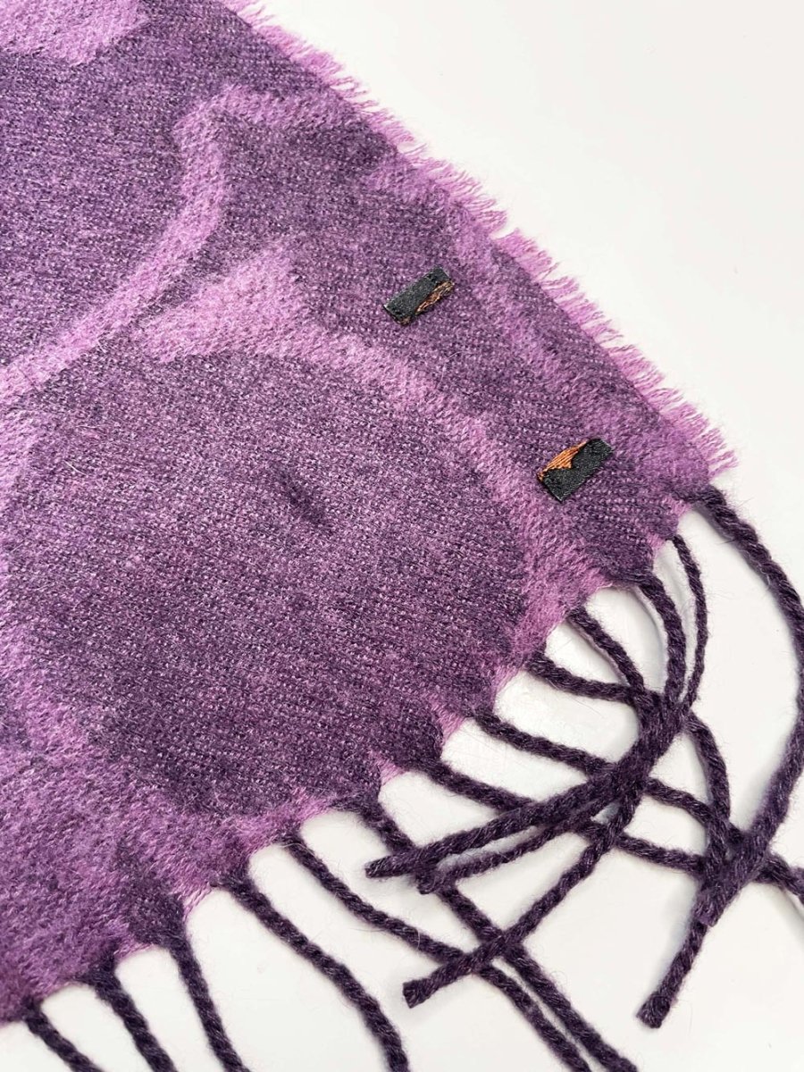 coach wool - silk - angora - cashmere c monogram scarf w fringe - good market thrift store