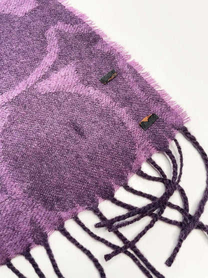 coach wool - silk - angora - cashmere c monogram scarf w fringe - good market thrift store