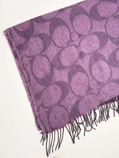coach wool - silk - angora - cashmere c monogram scarf w fringe - good market thrift store
