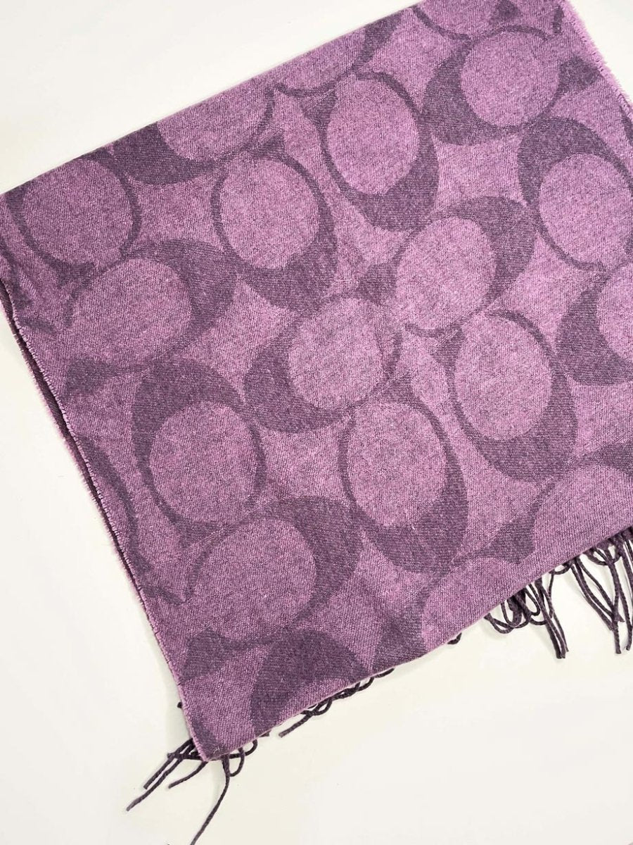 coach wool - silk - angora - cashmere c monogram scarf w fringe - good market thrift store