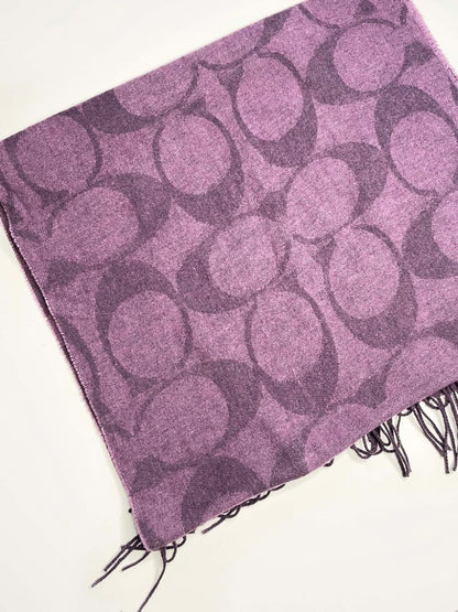 coach wool - silk - angora - cashmere c monogram scarf w fringe - good market thrift store