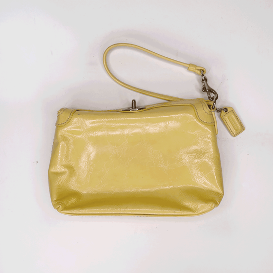 coach yellow patent leather wristlet