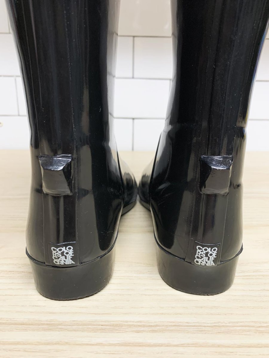 colors of california faux fur trim rubber rain boots - good market thrift store