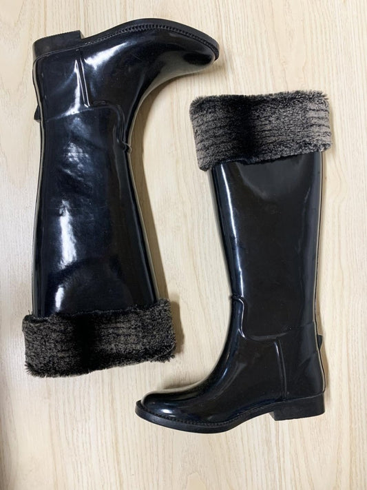 colors of california faux fur trim rubber rain boots - good market thrift store
