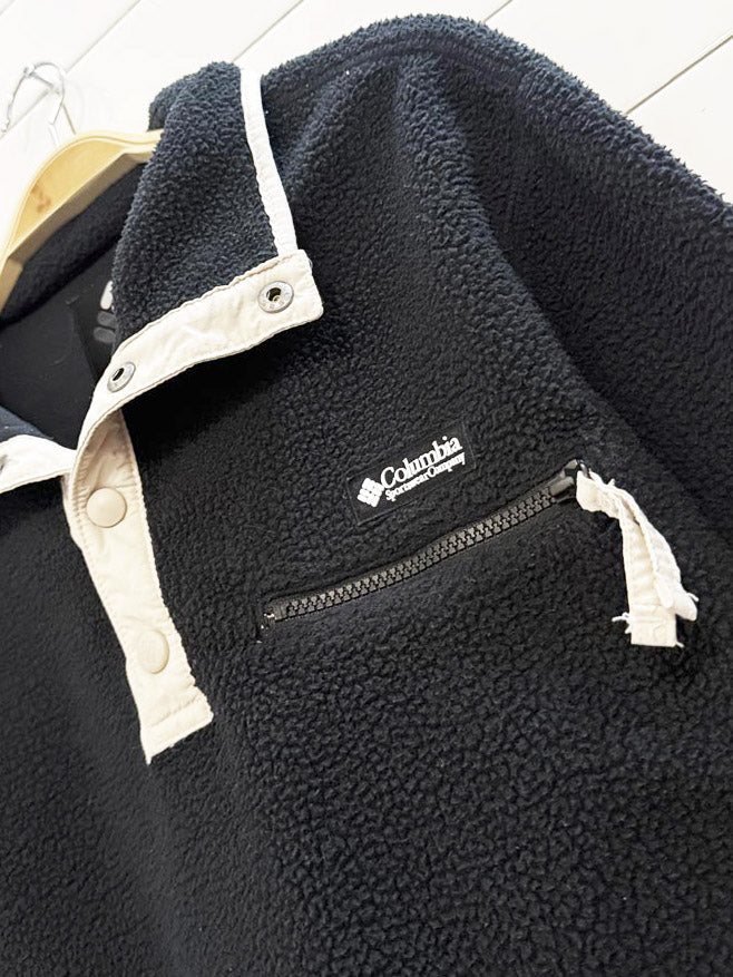 columbia helvetia half snap button cropped fleece sweatshirt - good market thrift store