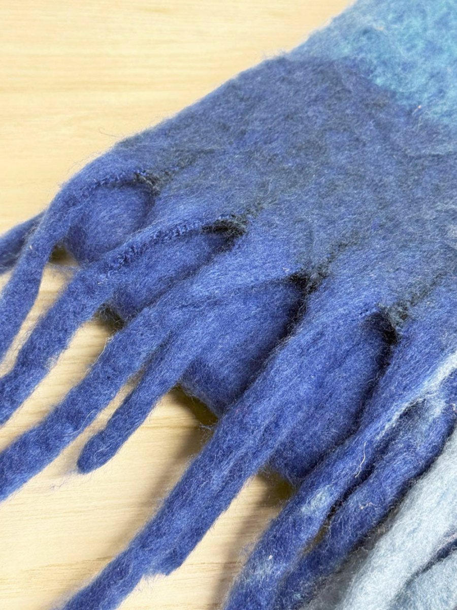 comfy luxe fuzzy check fringe scarf - good market thrift store