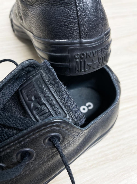 converse chuck taylor all star leather low profile sneaker | all black - good market thrift store