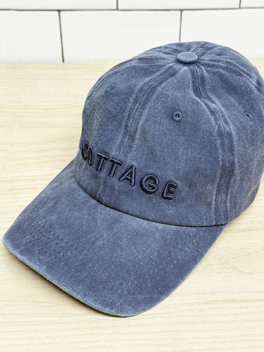 cottage embroidered cotton baseball cap - good market thrift store