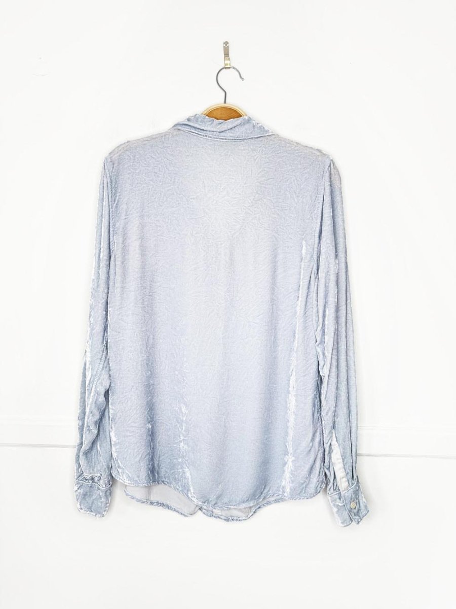 cp shades romy velvet full button shirt | made in USA | anthroplogie - good market thrift store