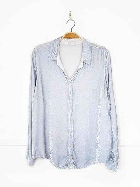 cp shades romy velvet full button shirt | made in USA | anthroplogie - good market thrift store
