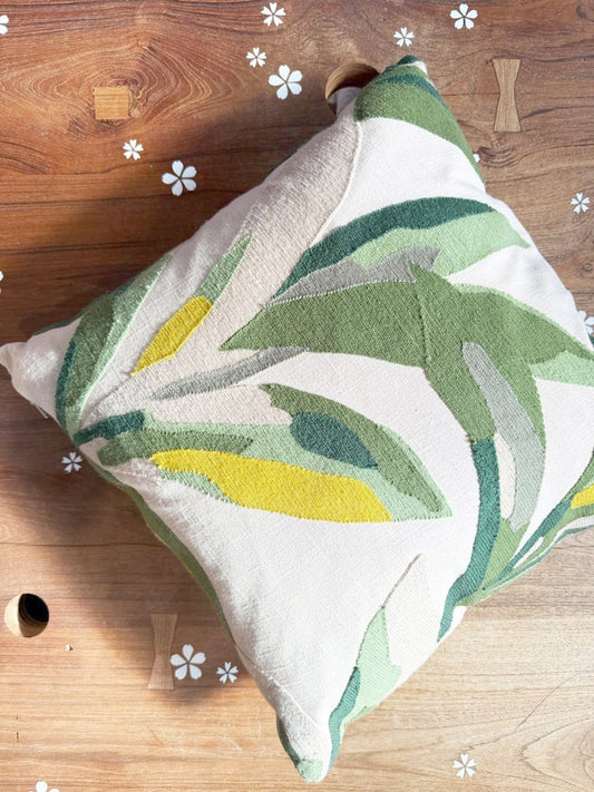 crate & barrel down - filled palma abstract plant pillow - good market thrift store