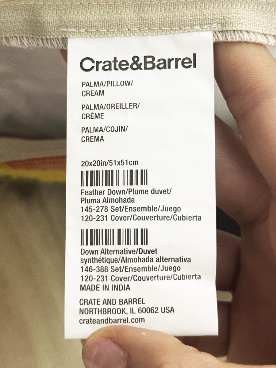 crate & barrel down - filled palma abstract plant pillow - good market thrift store