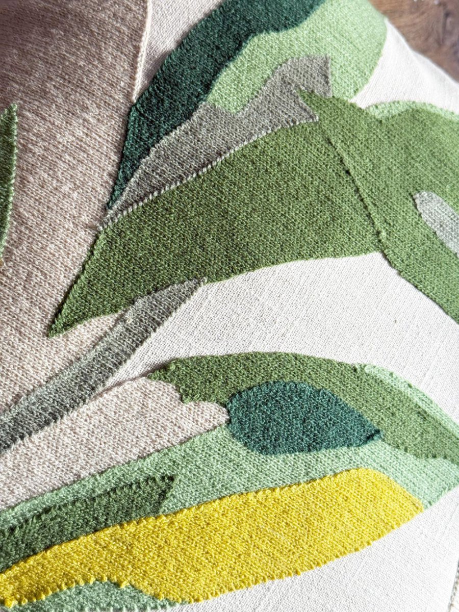 crate & barrel down - filled palma abstract plant pillow - good market thrift store