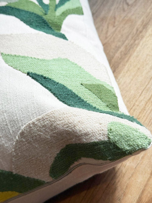 crate & barrel down - filled palma abstract plant pillow - good market thrift store