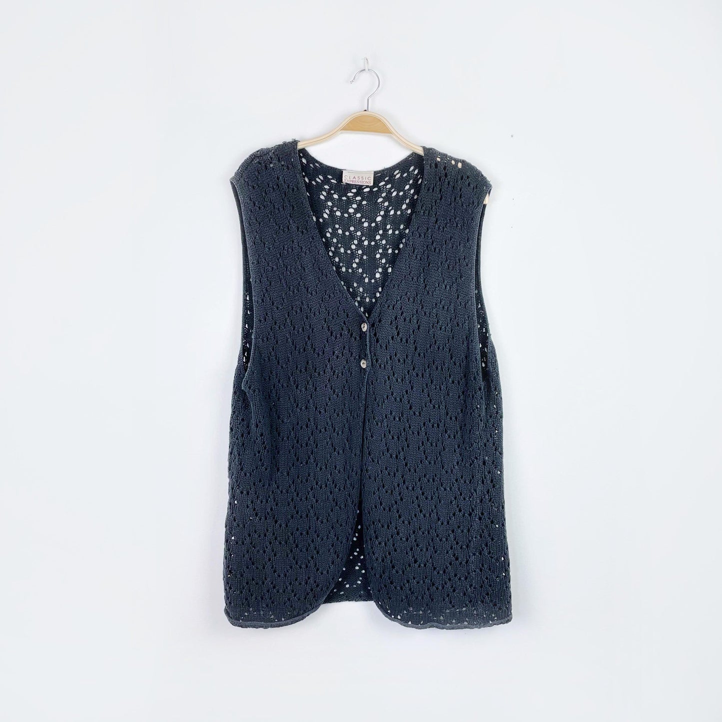 vintage 00s classic expressions crochet knit vest