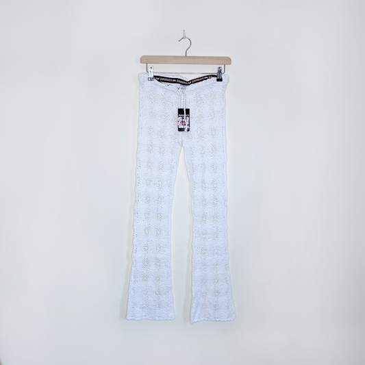 nwt deadstock parasuco white crochet festival flare pants