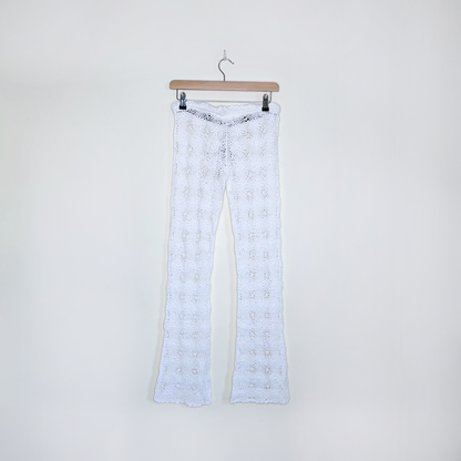 nwt deadstock parasuco white crochet festival flare pants