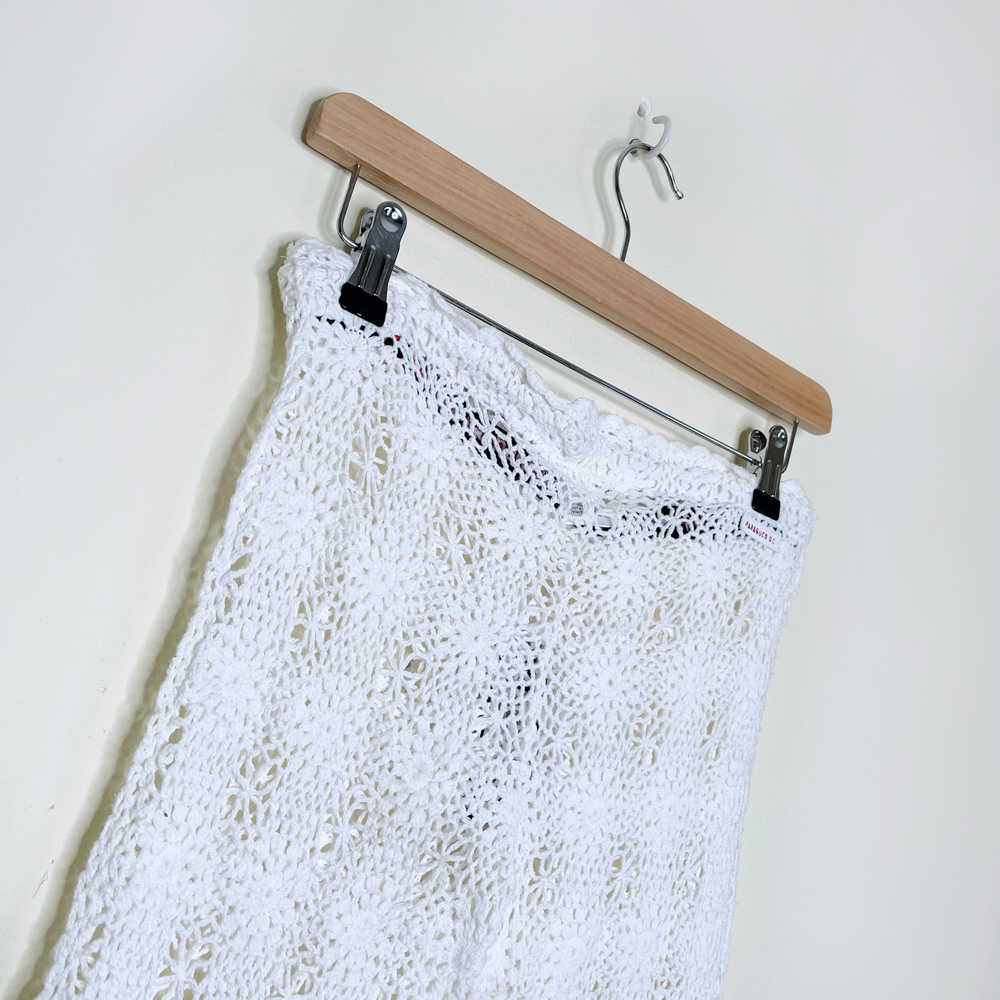 nwt deadstock parasuco white crochet festival flare pants