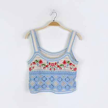 cider boho embroidered crochet cami