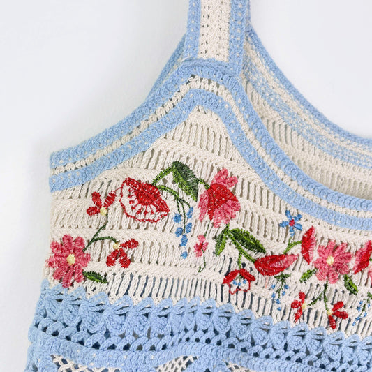 cider boho embroidered crochet cami