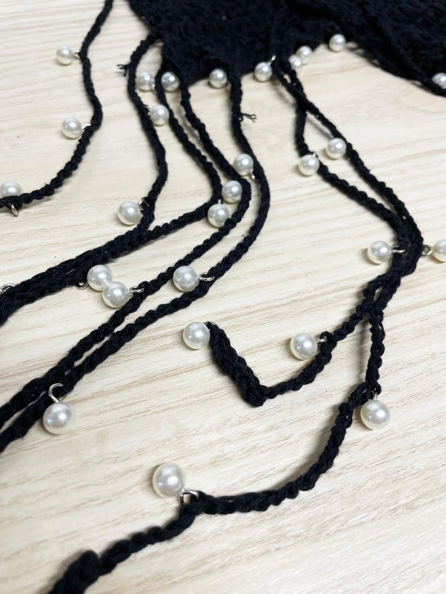 crochet pearl tassel knit headpiece - good market thrift store