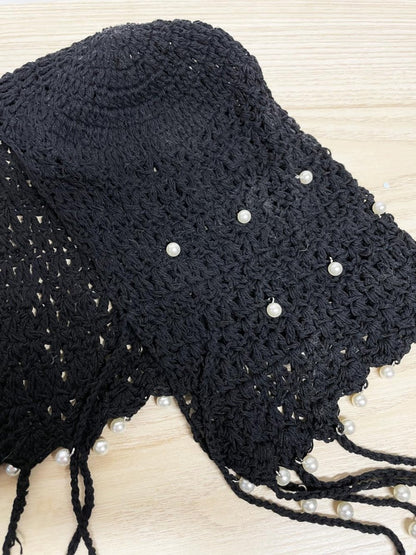 crochet pearl tassel knit headpiece - good market thrift store