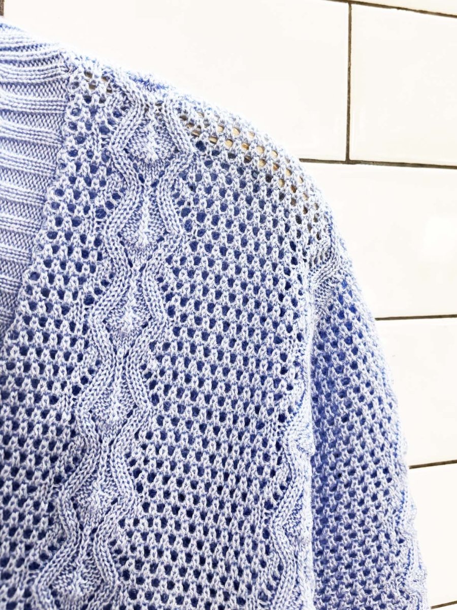 crochet pointelle knit v - neck tee - good market thrift store