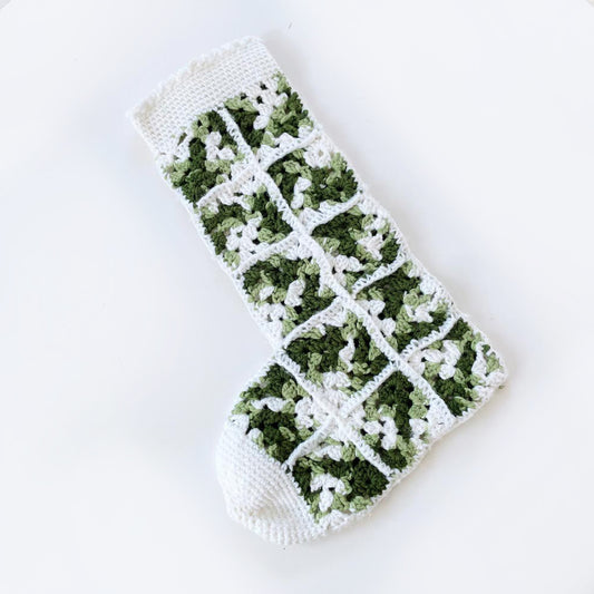 vintage hand crochet holiday stocking