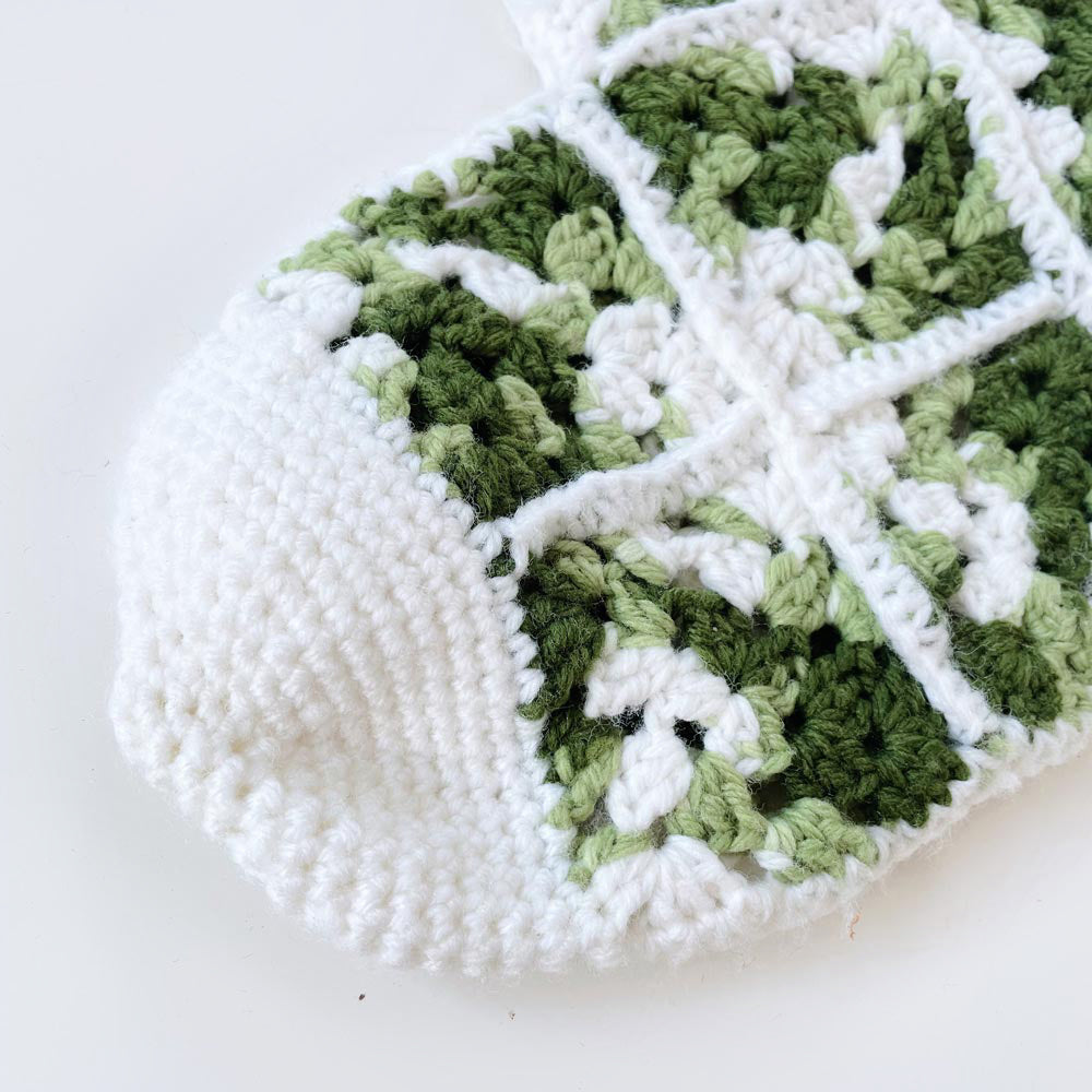 vintage hand crochet holiday stocking