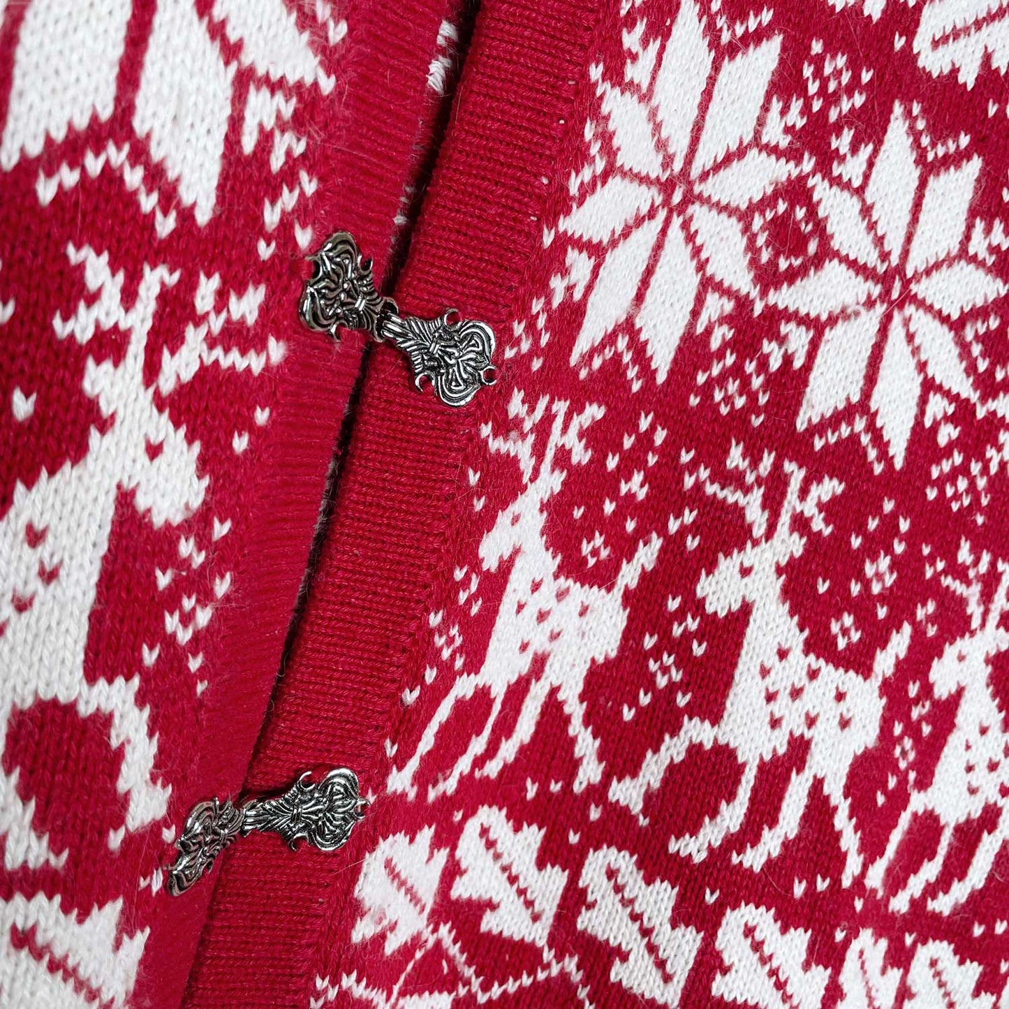 vintage croft & barrow silk-blend holiday reindeer nordic cardigan - size large