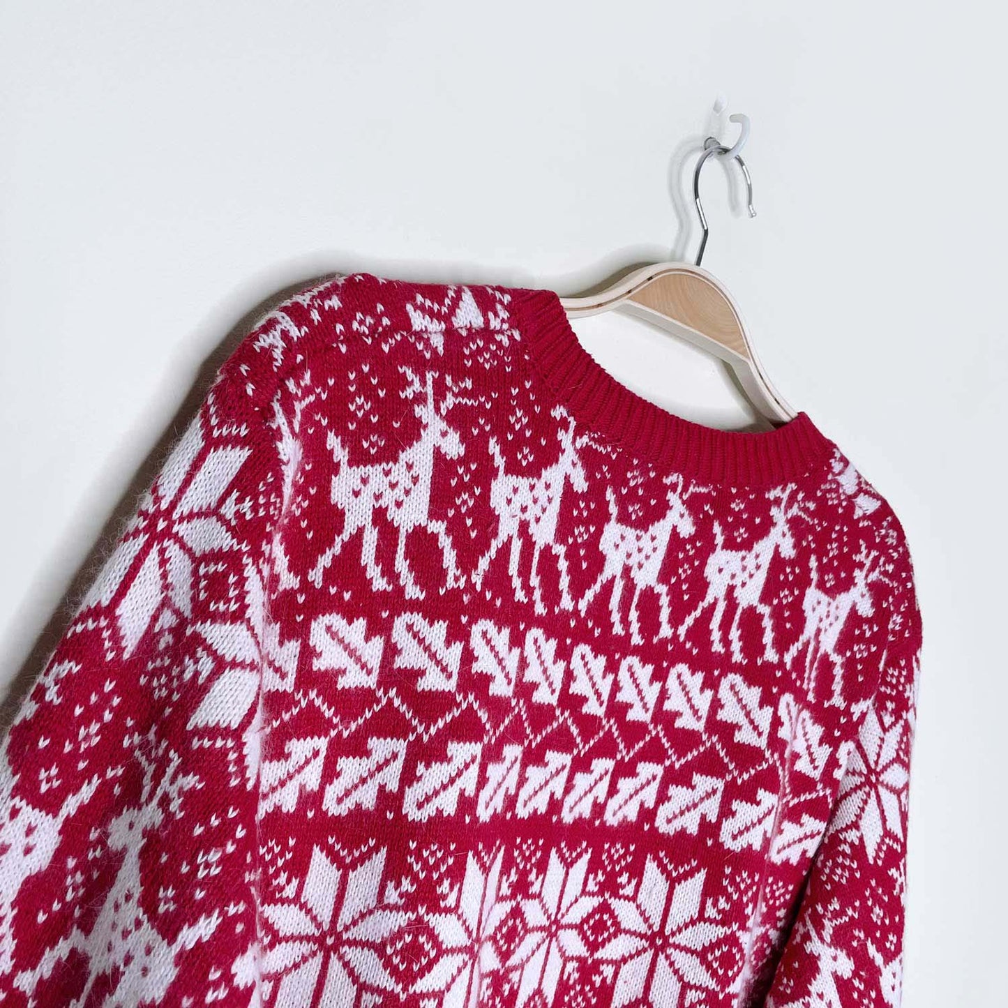 vintage croft & barrow silk-blend holiday reindeer nordic cardigan - size large