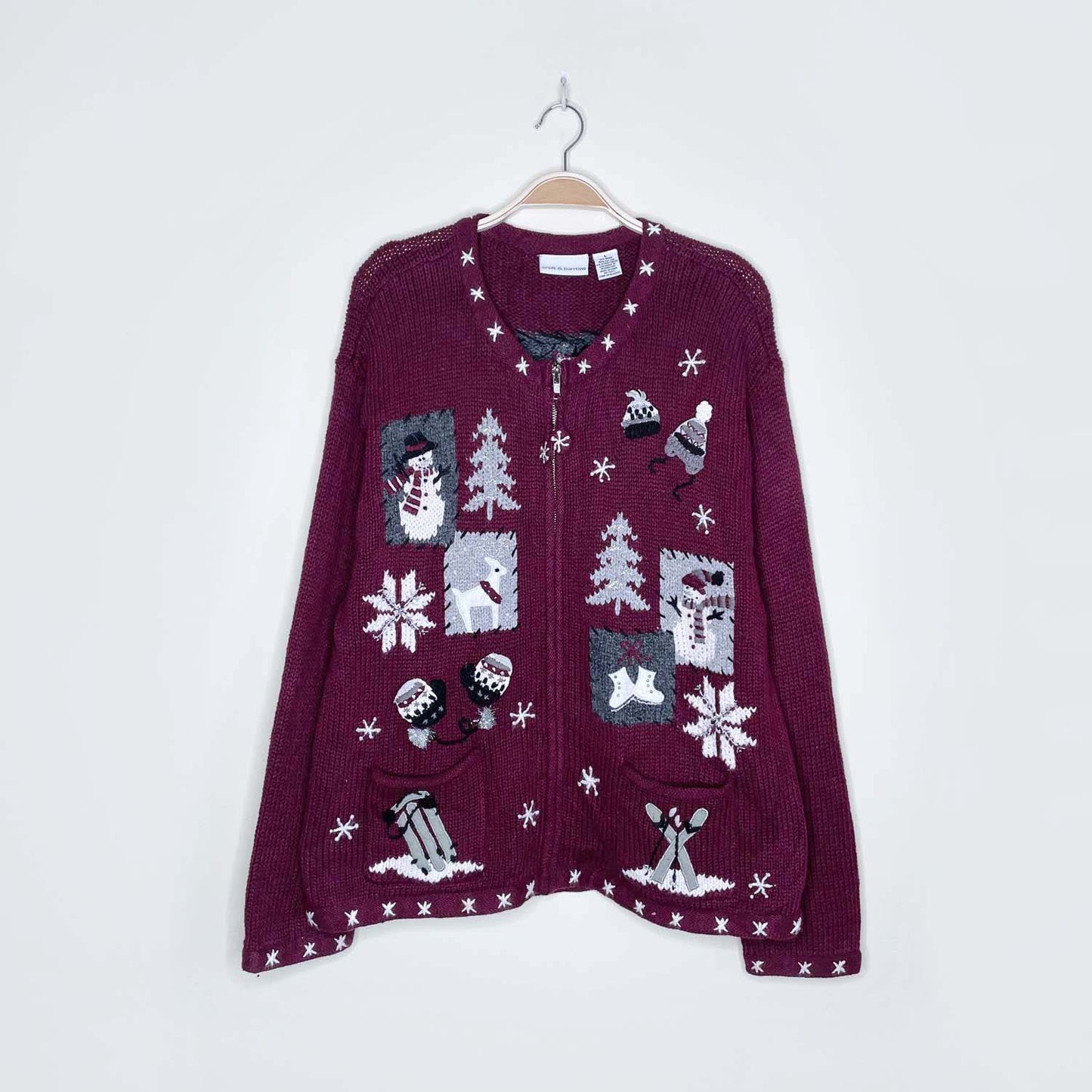 vintage croft & barrow embellished holiday cardigan - size large
