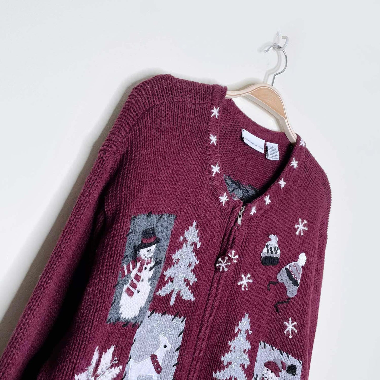 vintage croft & barrow embellished holiday cardigan - size large