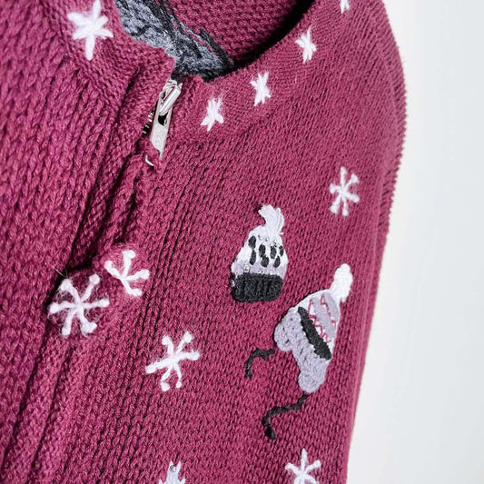 vintage croft & barrow embellished holiday cardigan - size large