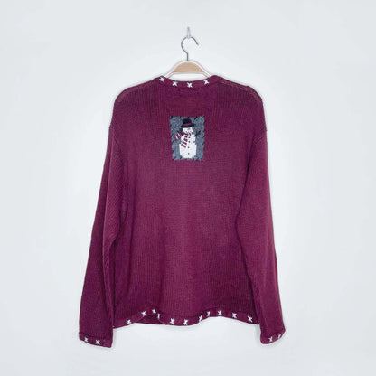 vintage croft & barrow embellished holiday cardigan - size large