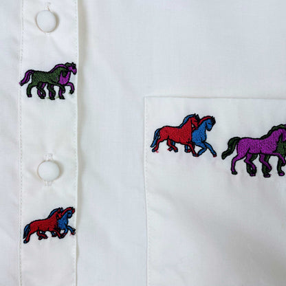 vintage john henry embroidered horses crop shirt