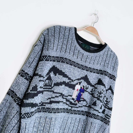 vintage cricketeer cross country ski knit sweater - size medium