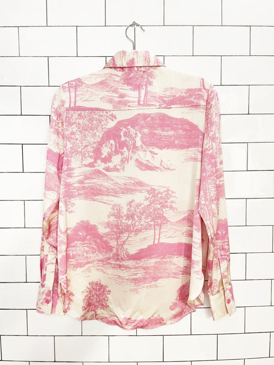 cupcakes and cashmere toile de jouy satin blouse - good market thrift store