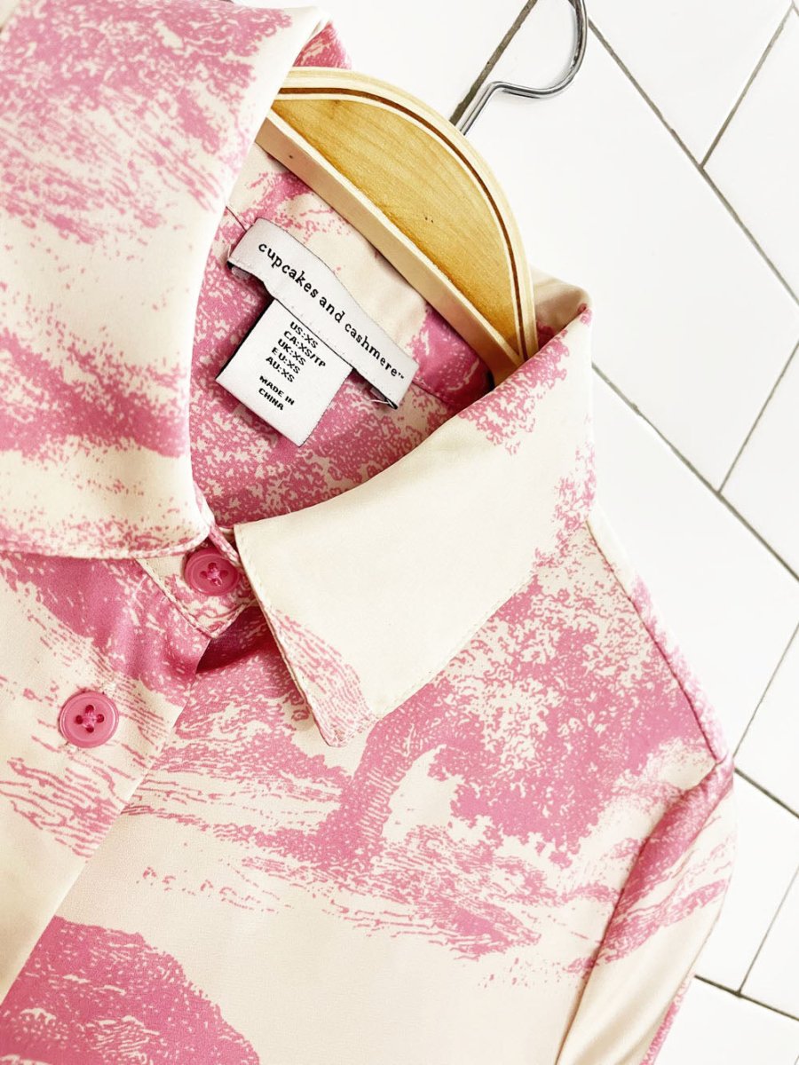 cupcakes and cashmere toile de jouy satin blouse - good market thrift store