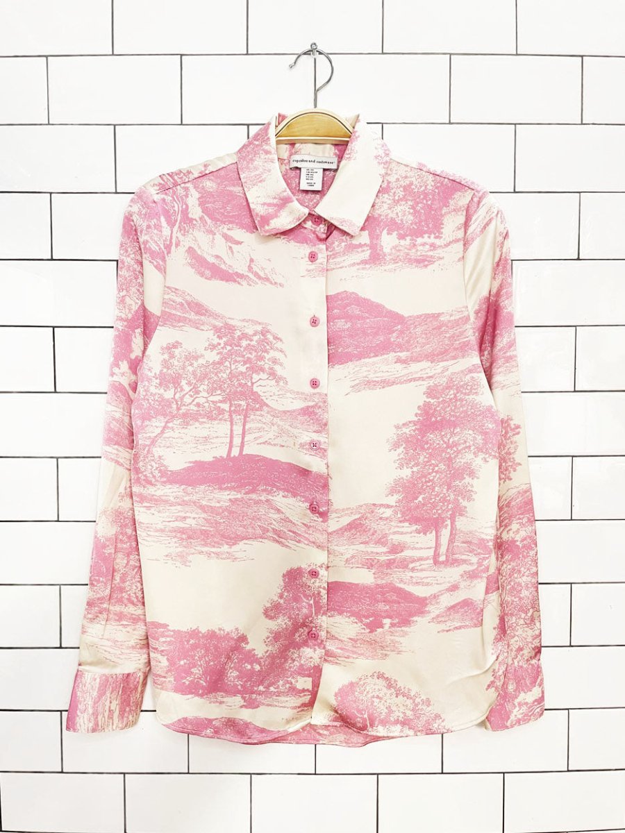 cupcakes and cashmere toile de jouy satin blouse - good market thrift store