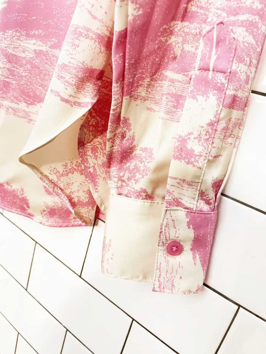cupcakes and cashmere toile de jouy satin blouse - good market thrift store