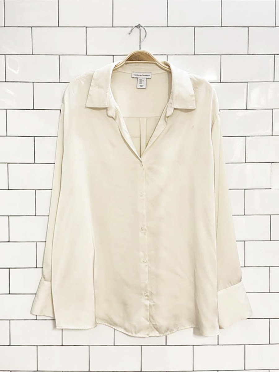 cupcakes & cashmere satin full button blouse - good market thrift store