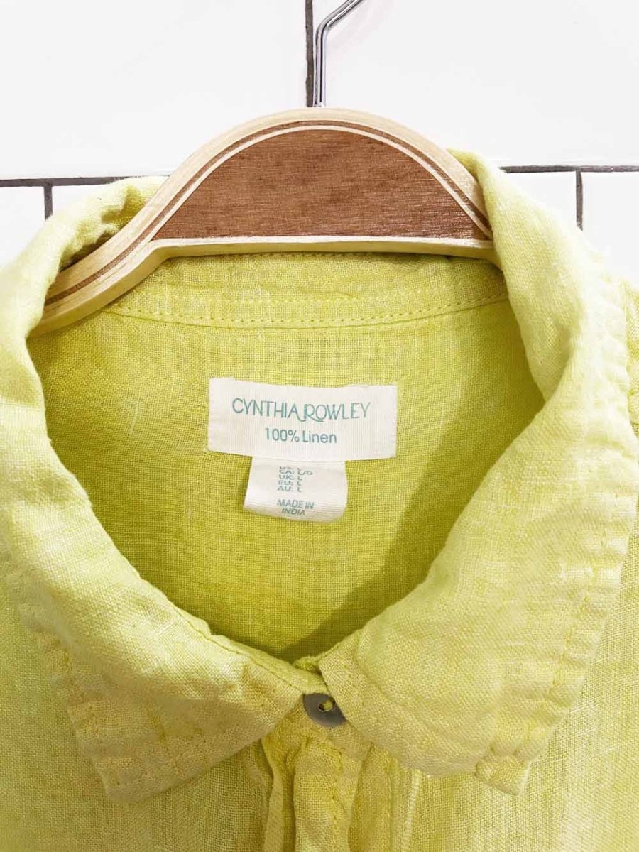 cynthia rowley 100% linen boxy full button shirt | made in india - good market thrift store