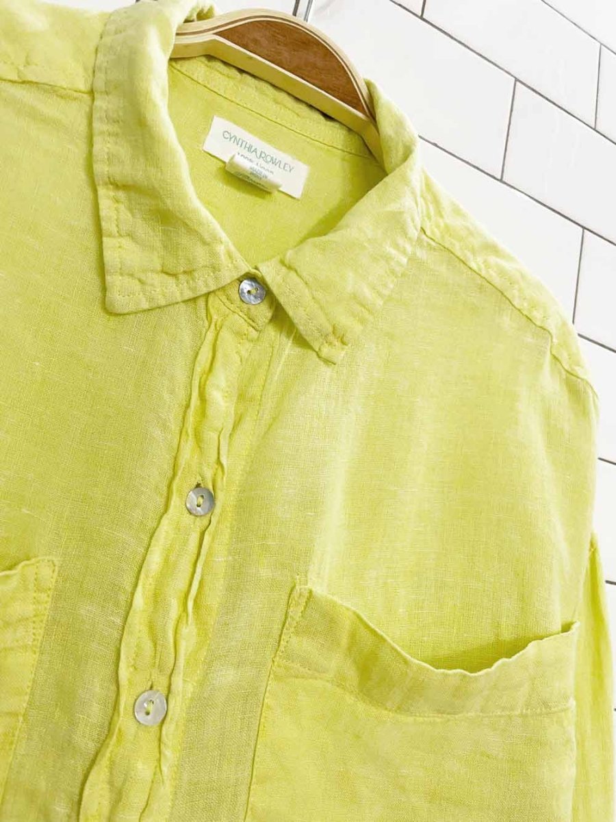 cynthia rowley 100% linen boxy full button shirt | made in india - good market thrift store