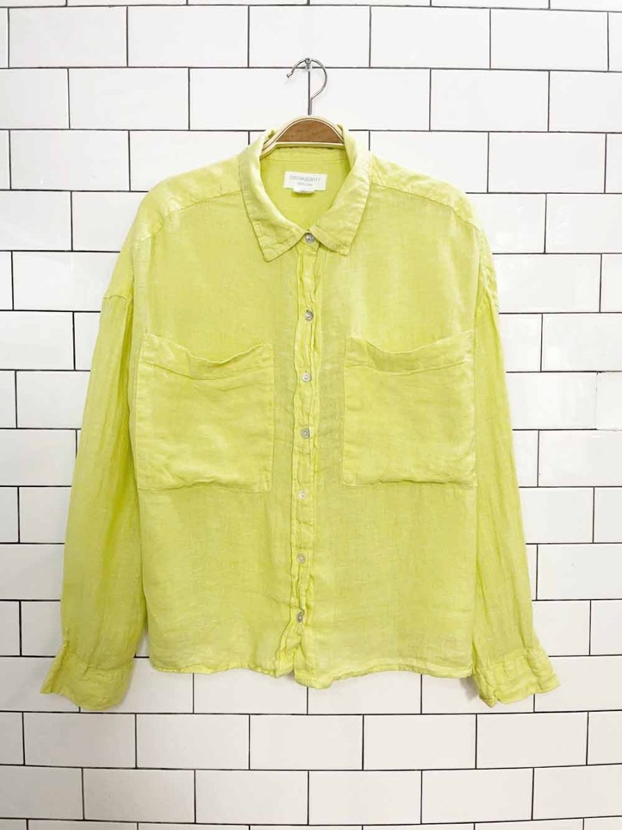 cynthia rowley 100% linen boxy full button shirt | made in india - good market thrift store