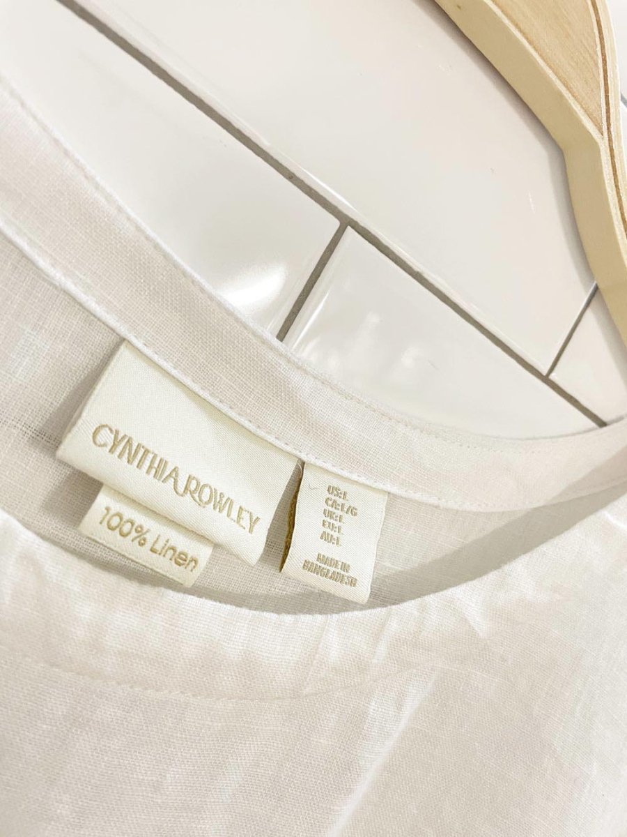cynthia rowley 100% linen button side boxy tee - good market thrift store