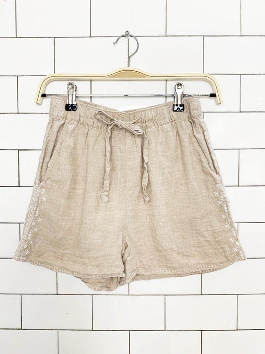 cynthia rowley 100% linen embroidered casual shorts - good market thrift store