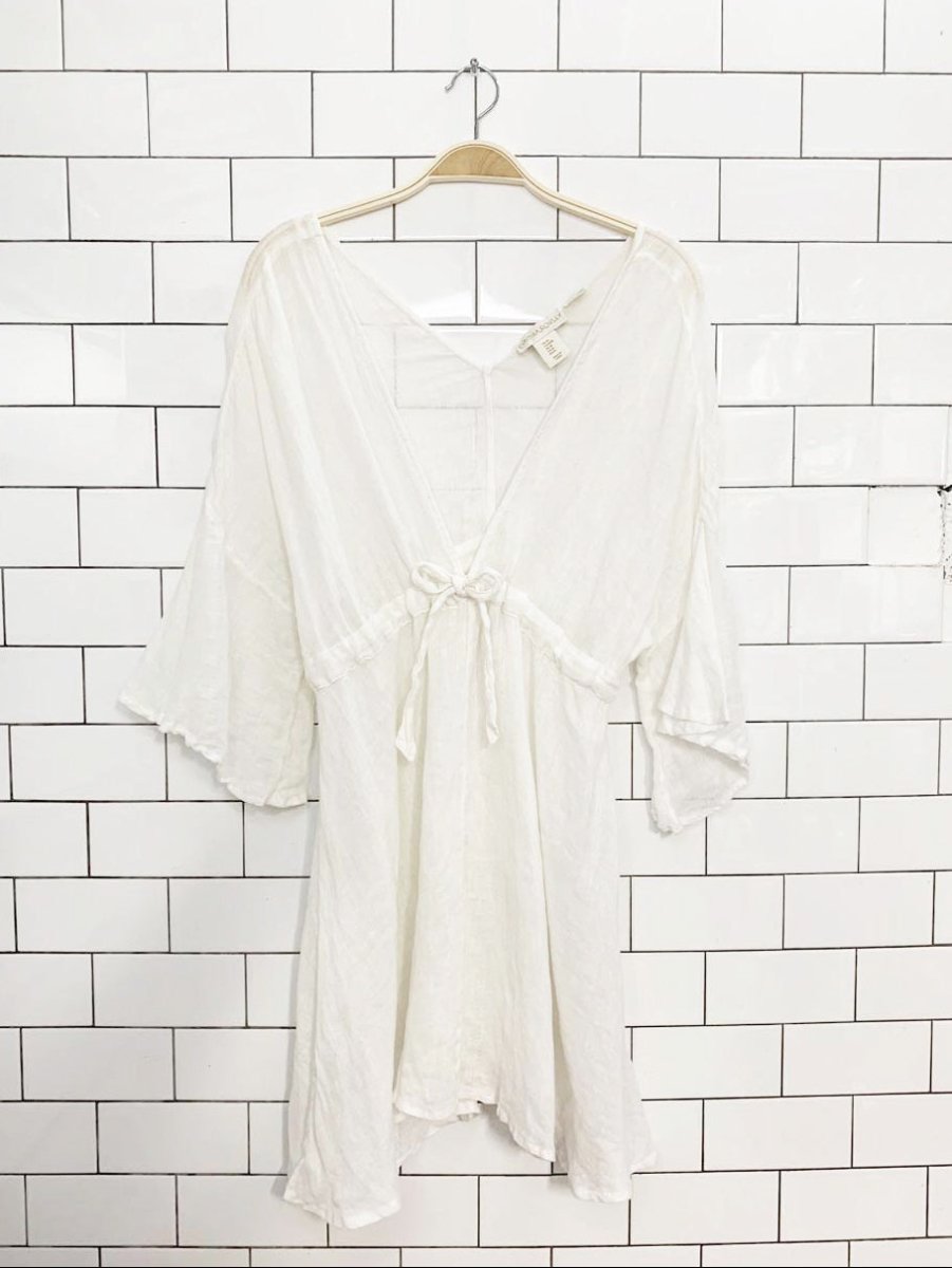 cynthia rowley 100% linen flutter sleeve cover up dress - good market thrift store