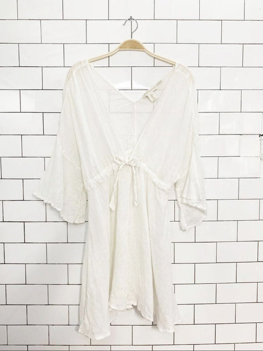 cynthia rowley 100% linen flutter sleeve cover up dress - good market thrift store